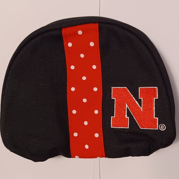 NWT Nebraska Corn Huskers Zippered Cosmetic Bag Collegiate NCAA - Picture 1 of 5